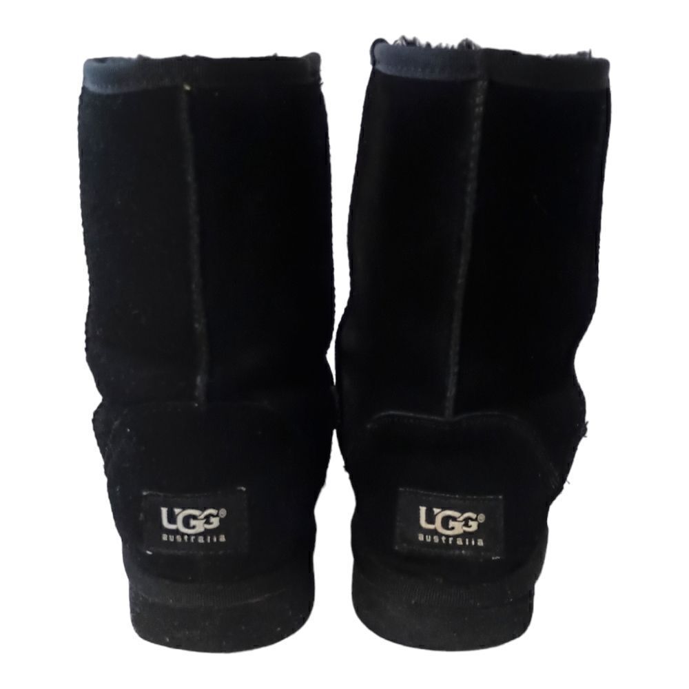 Ugg Classic Short Boot US Sz 7 Black Suede Wool Sheepskin Y2K Bootie Womens - Picture 11 of 16